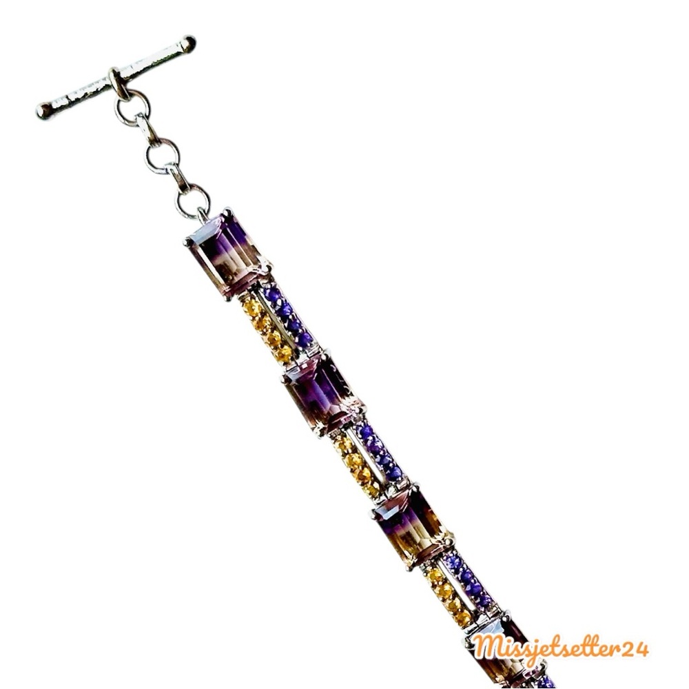 JTV Purple and Yellow Silver Toggle Bracelet NWT